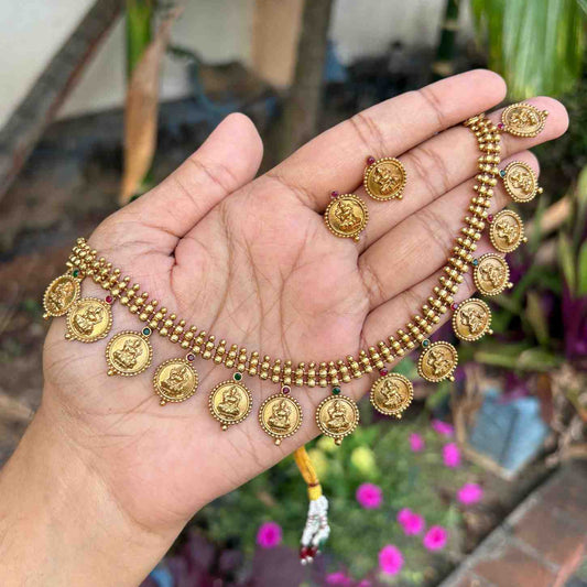 Premium Quality Traditional Coin Necklace with Earring N0244-D27