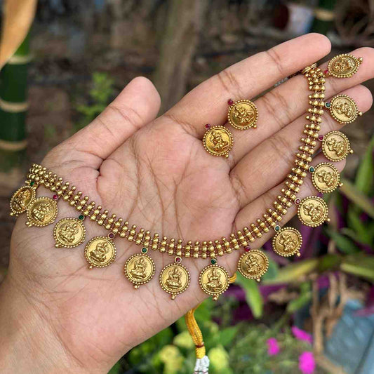 Premium Quality Traditional Coin Necklace with Earring N0244-D27