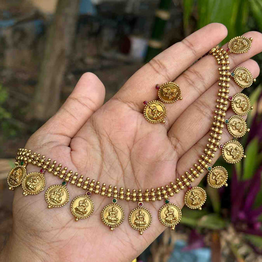 Premium Quality Traditional Coin Necklace with Earring N0244-D27
