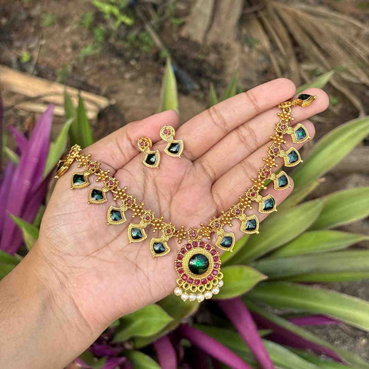 Premium Quality Traditional Palaka Necklace with Earring N0246-D28