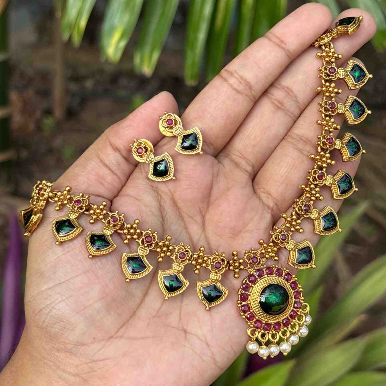 Premium Quality Traditional Palaka Necklace with Earring N0246-D28