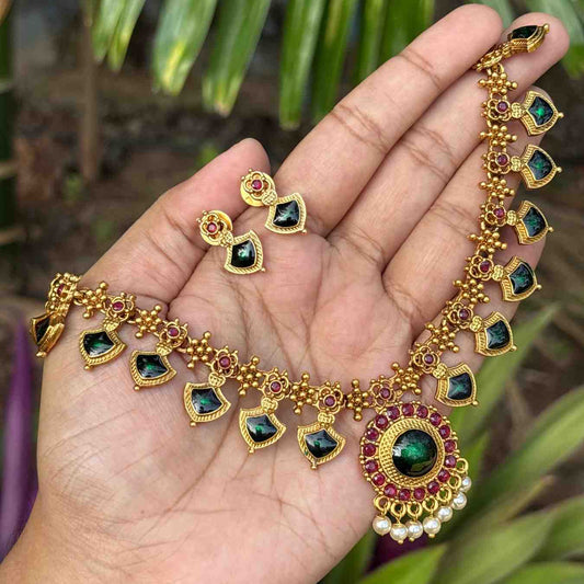 Premium Quality Traditional Palaka Necklace with Earring N0246-D28