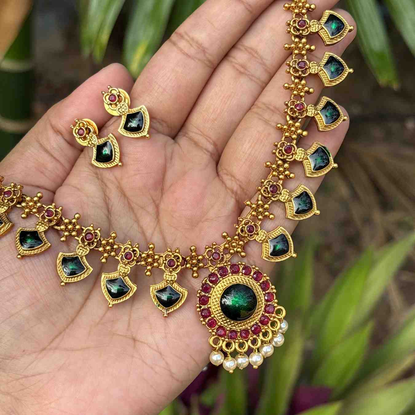 Premium Quality Traditional Palaka Necklace with Earring N0246-D28
