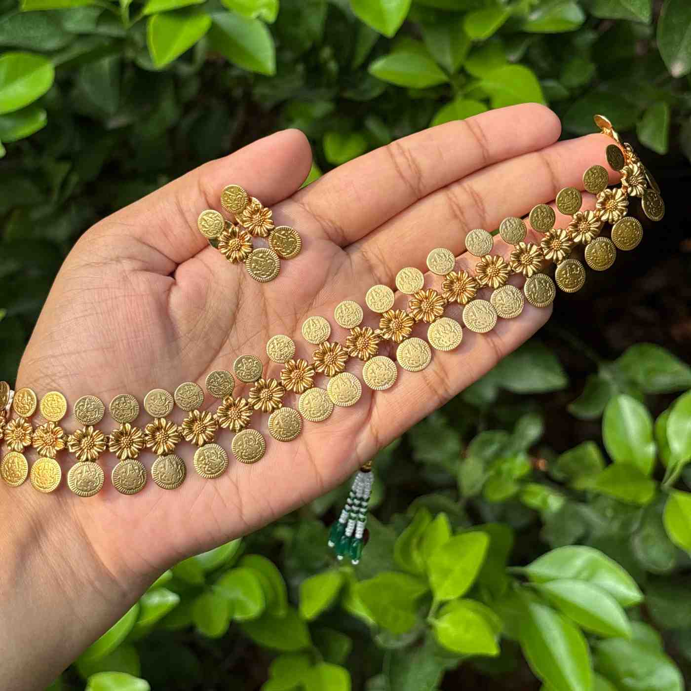 Premium Look Traditional coin chocker / Necklace with Earring N0249-D27