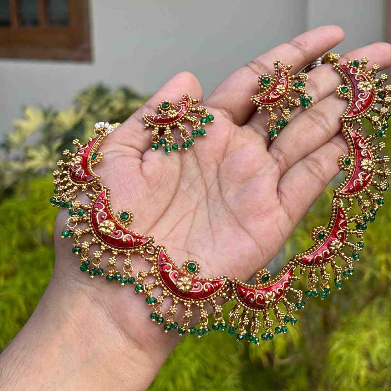 Premium Look Enamel Painted  Necklace with Earring N0251-D31