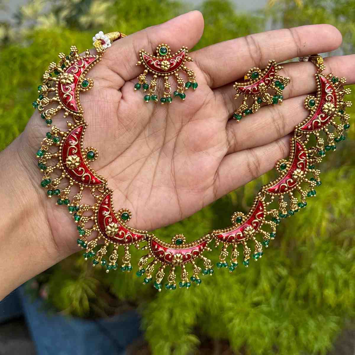 Premium Look Enamel Painted  Necklace with Earring N0251-D31