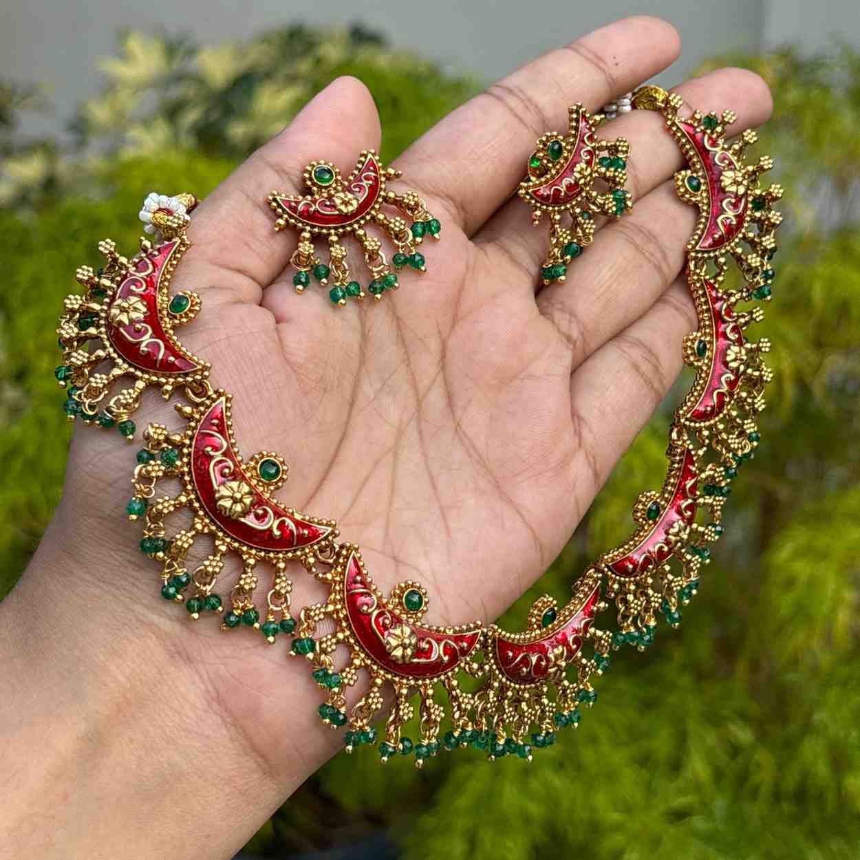 Premium Look Enamel Painted  Necklace with Earring N0251-D31