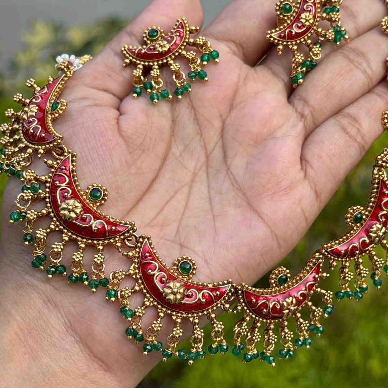 Premium Look Enamel Painted  Necklace with Earring N0251-D31