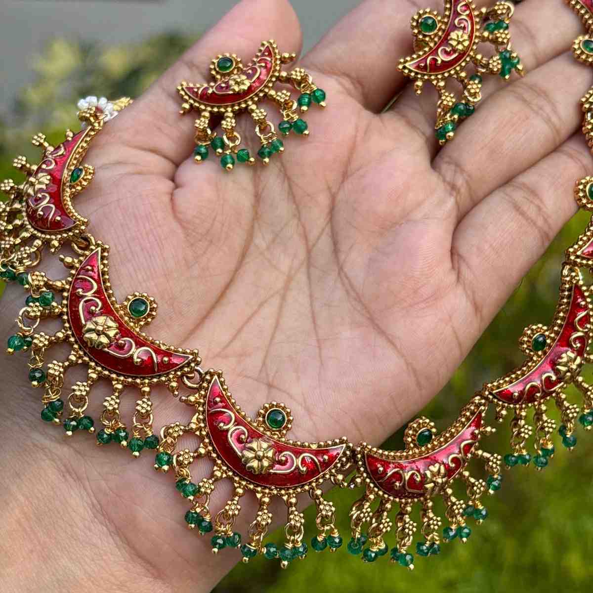 Premium Look Enamel Painted  Necklace with Earring N0251-D31