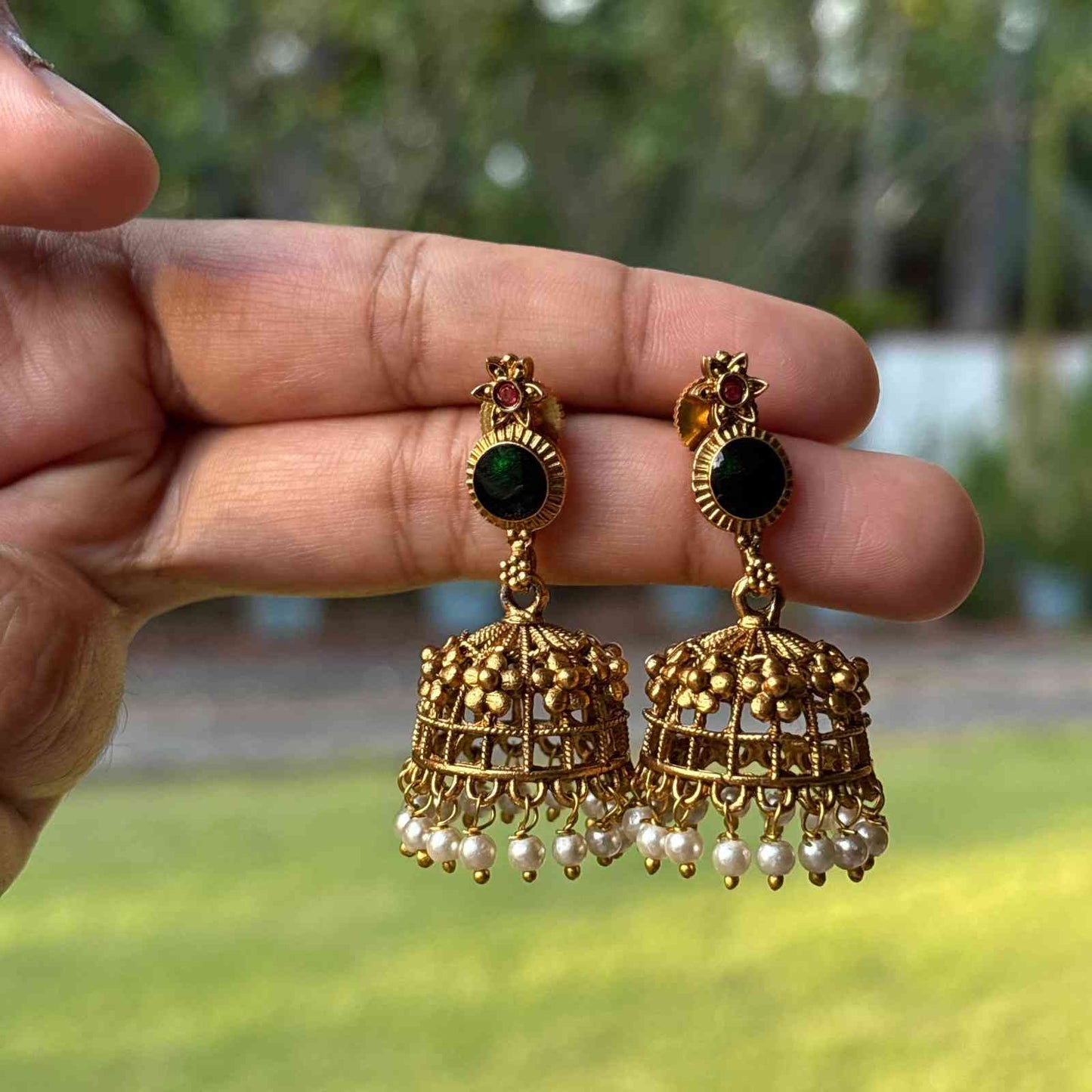 Premium Look Green Enamel Palaka Necklace with Earring N0252-D25