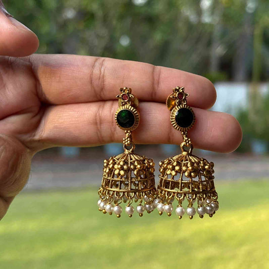 Premium Look Green Enamel Palaka Necklace with Earring N0252-D25