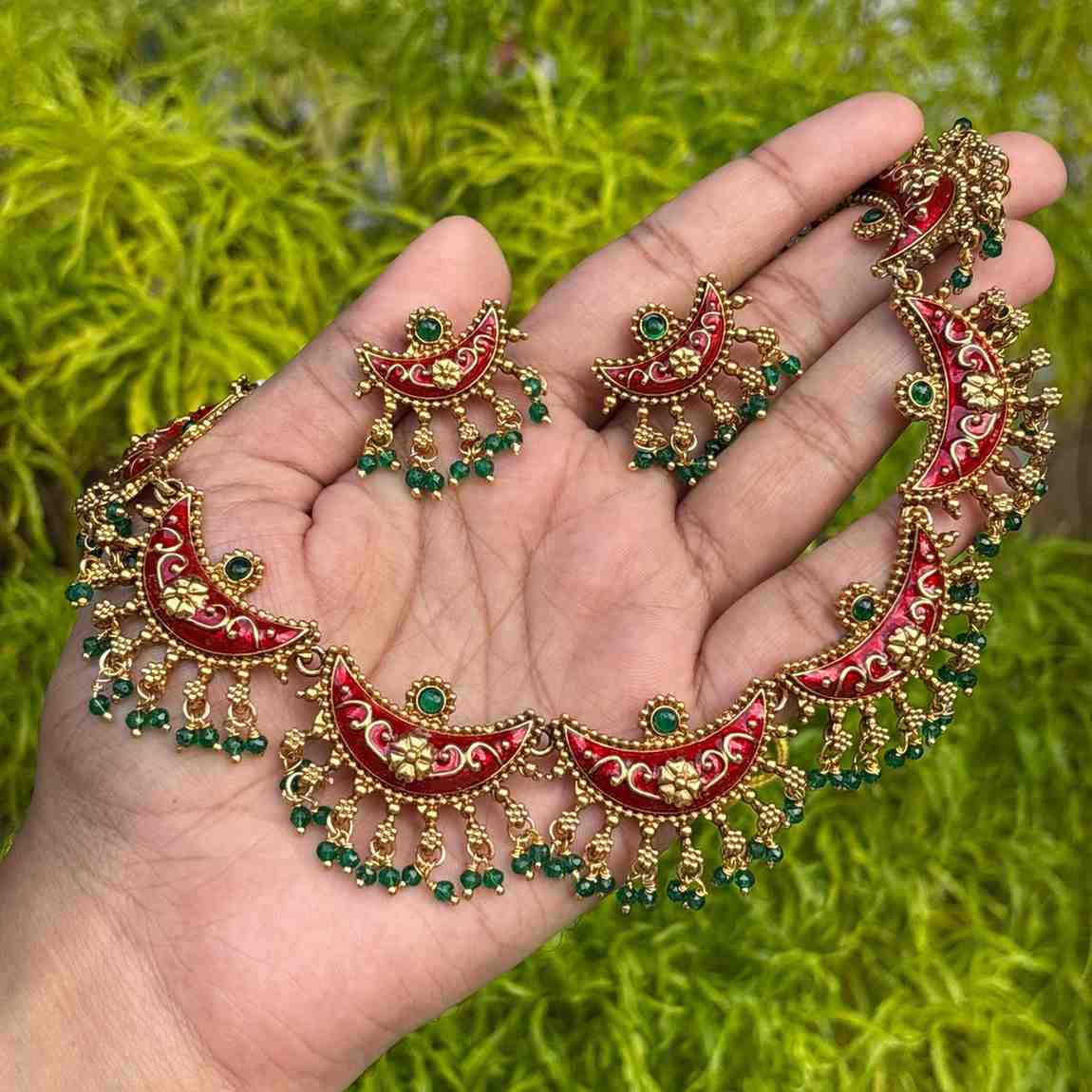 Premium Look Enamel Painted  Necklace with Earring N0251-D31