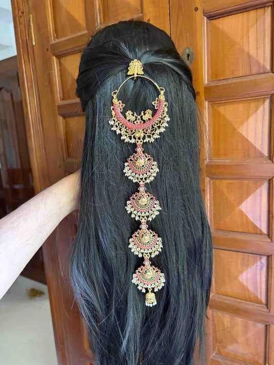 Premium Quality Floral Pattern Jada Billa Hoop backside designed with kemp Stones  HA048