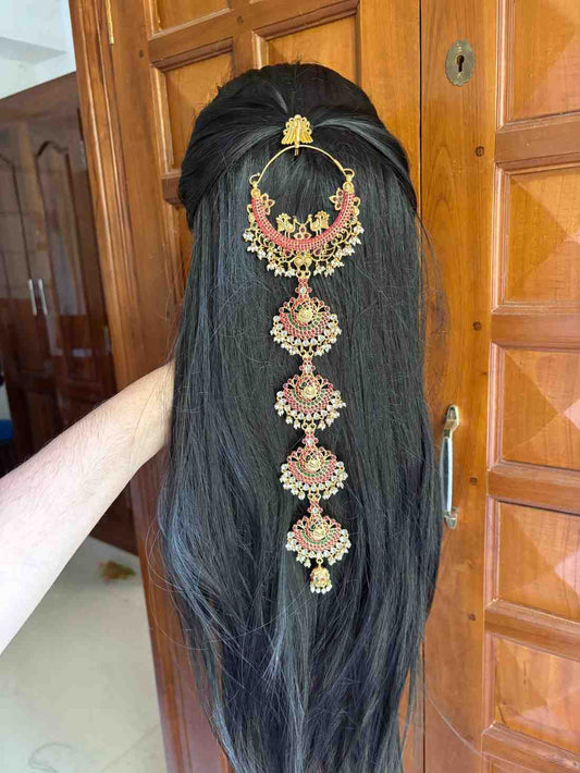 Premium Quality Floral Pattern Jada Billa Hoop backside designed with kemp Stones  HA048