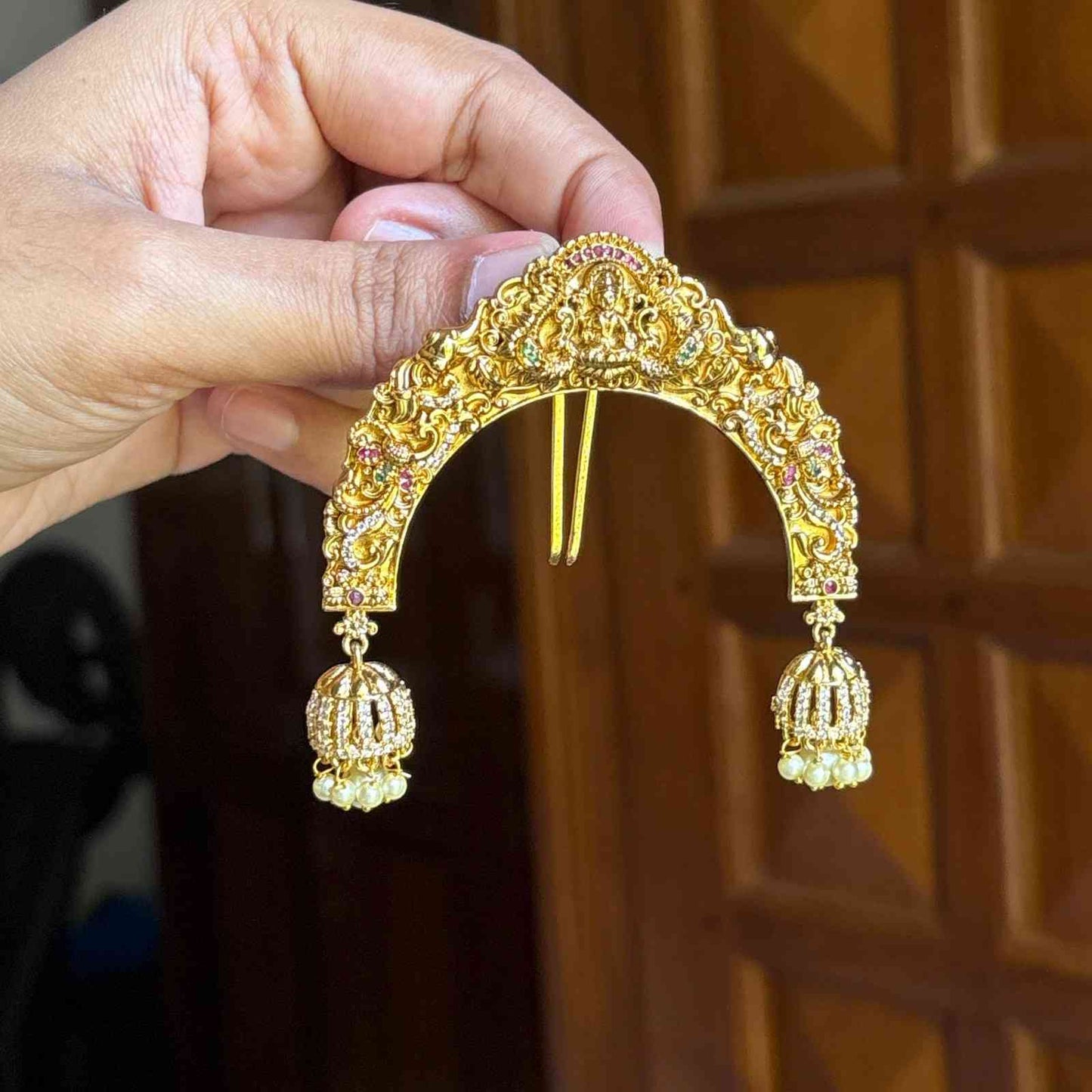 Premium Quality Lakshmi 3d Pattern Hair Brooch HA052-C48
