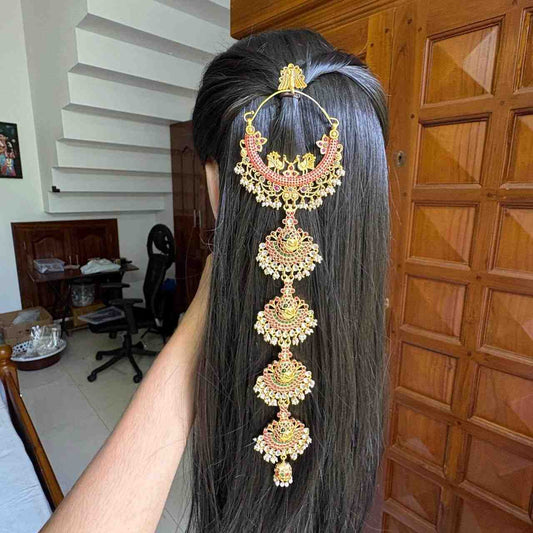 Premium Quality Floral Pattern Jada Billa Hoop backside designed with kemp Stones  HA048