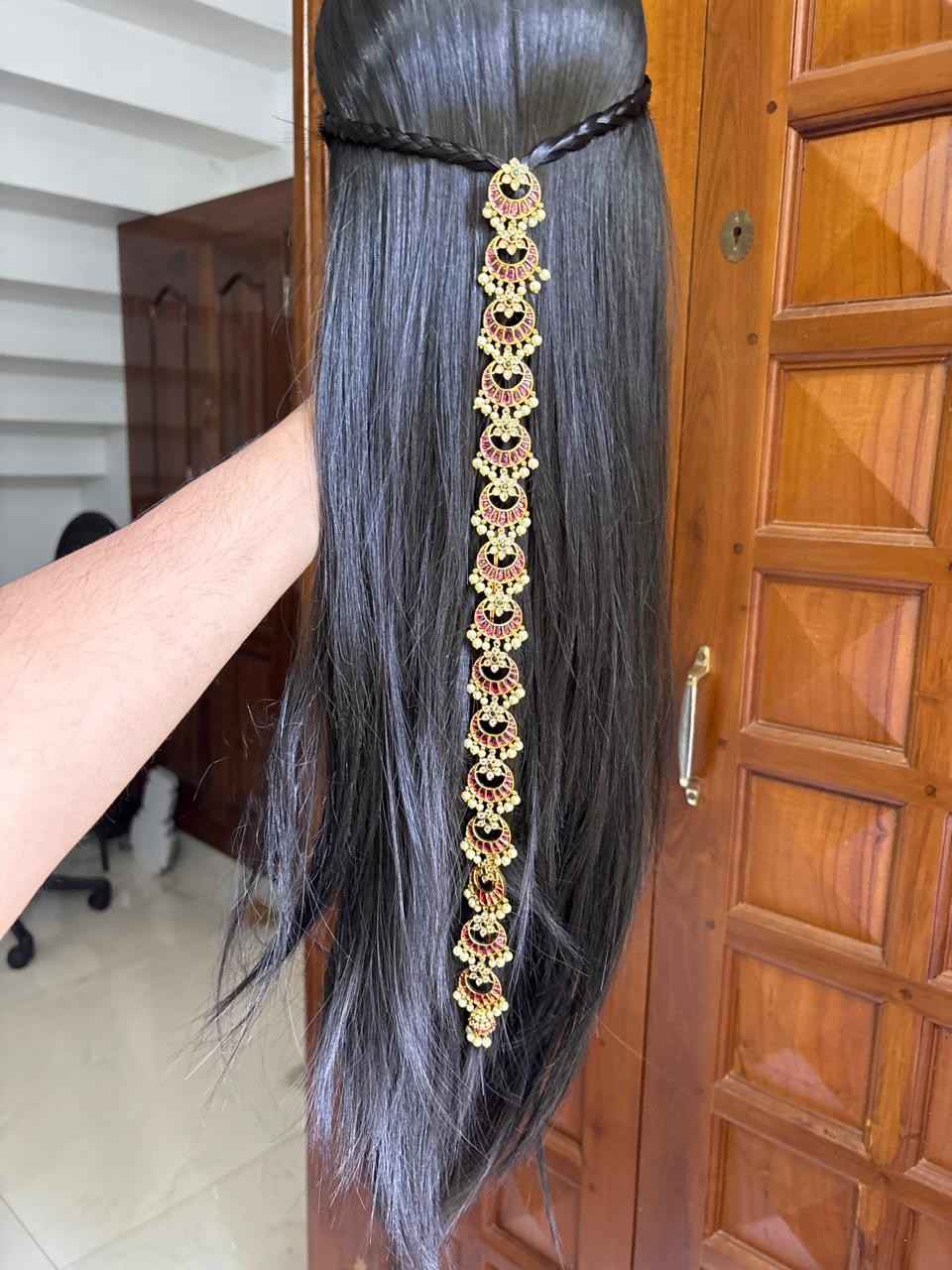 Premium Quality Floral Pattern Pearl Jada Billa Hoop backside designed with Pota Stones HA051