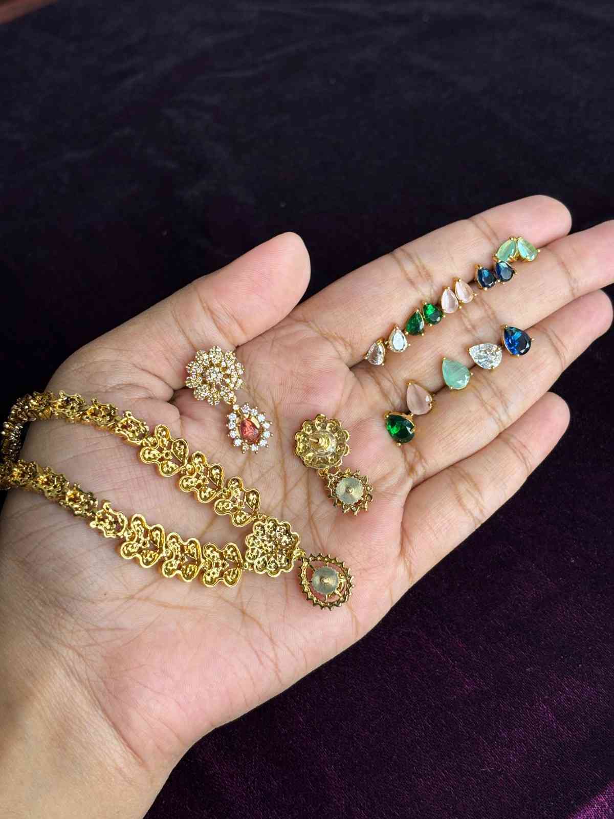 Premium Quality 6 in 1 Changeable AD Stone necklace WITH Earrings N0256-O67