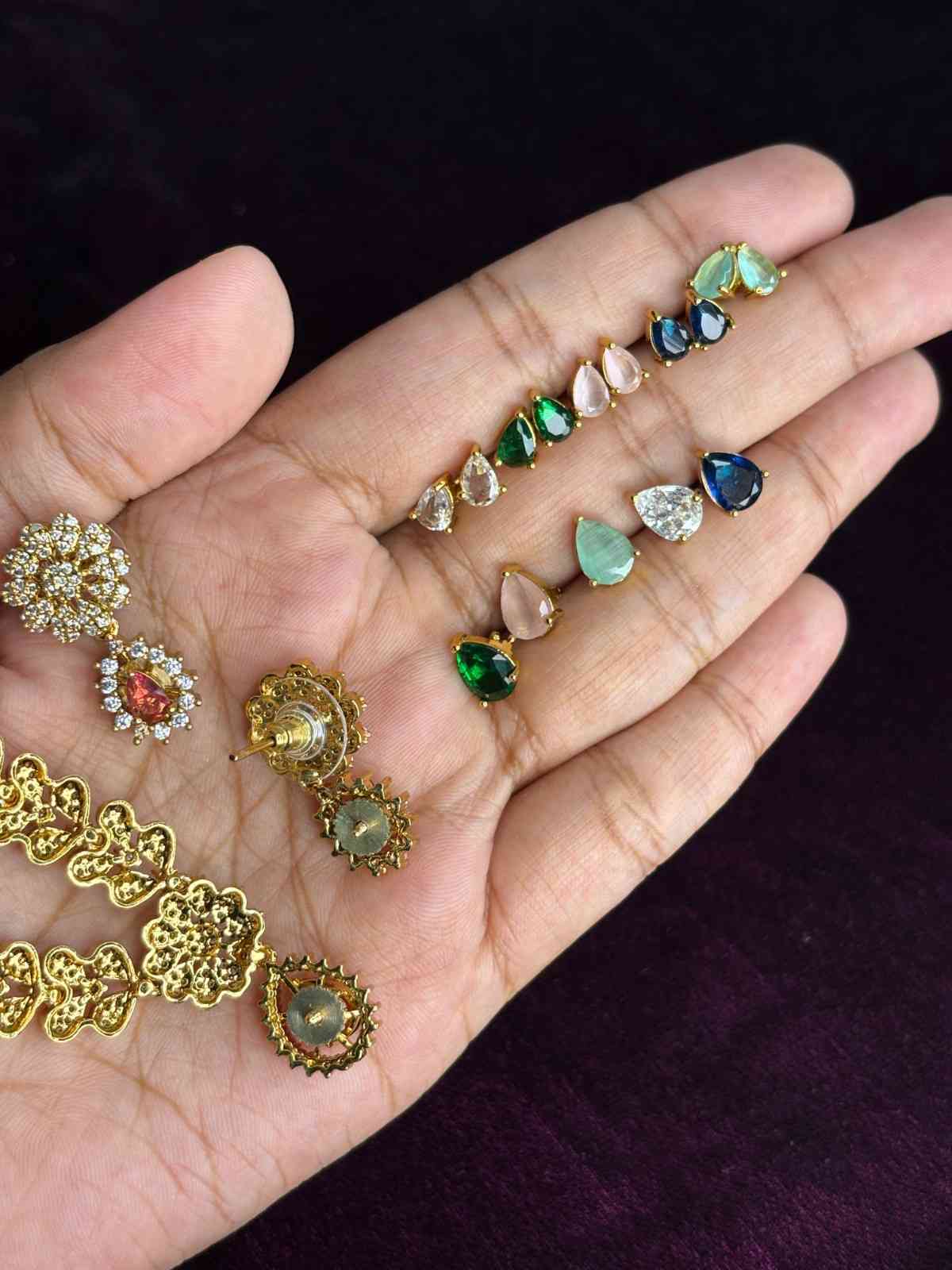 Premium Quality 6 in 1 Changeable AD Stone necklace WITH Earrings N0256-O67