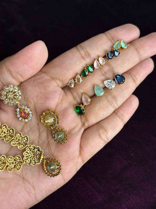 Premium Quality 6 in 1 Changeable AD Stone necklace WITH Earrings N0256-O67