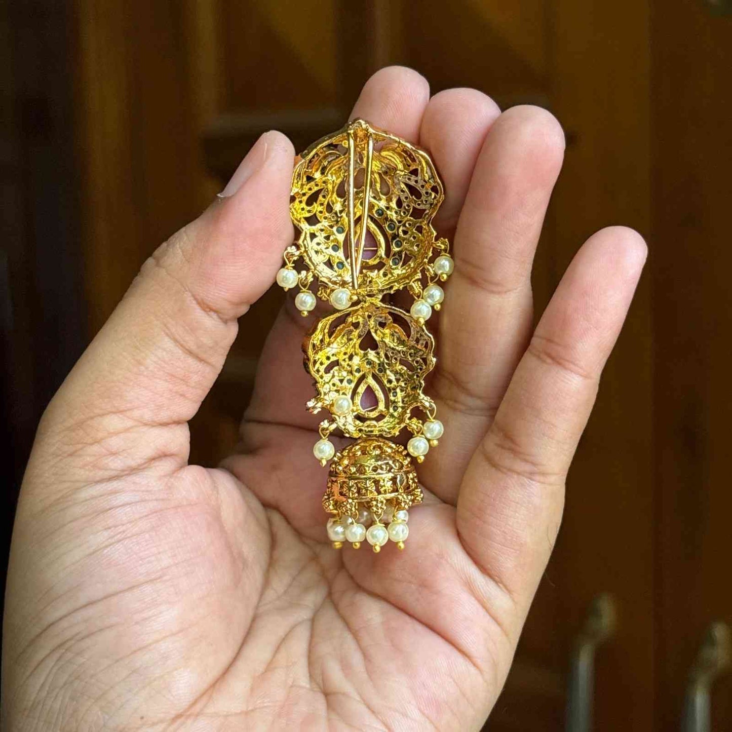 Premium Quality Floral Peacock Pattern Short Jada billa Hair Brooch / hair accessories HA054-C23