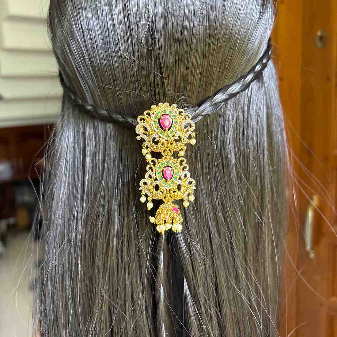 Premium Quality Floral Pattern Short Jada billa Hair Brooch/hair accessories HA055-C22