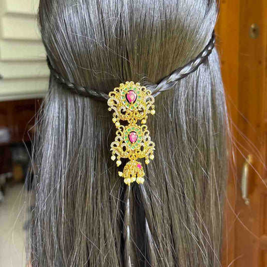 Premium Quality Floral Pattern Short Jada billa Hair Brooch/hair accessories HA055-C22