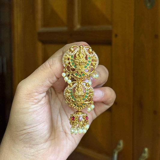 Premium Quality Floral Lakshmi Pattern Short Jada billa Hair Brooch/hair accessories HA056-C20