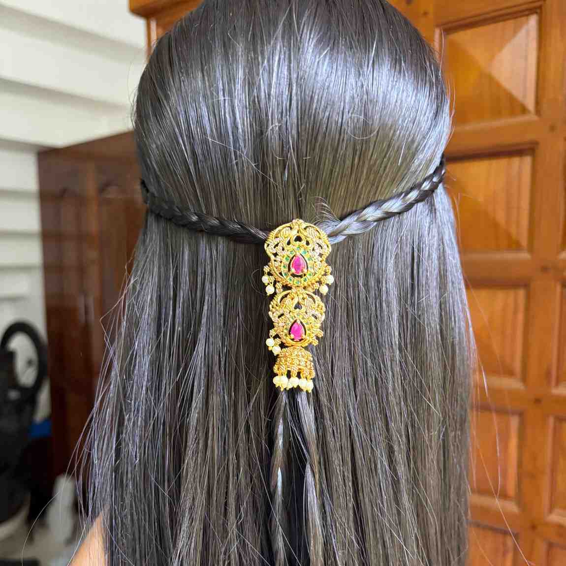 Premium Quality Floral Peacock Pattern Short Jada billa Hair Brooch / hair accessories HA054-C23