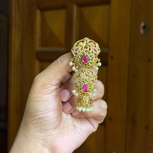 Premium Quality Floral Peacock Pattern Short Jada billa Hair Brooch / hair accessories HA054-C23