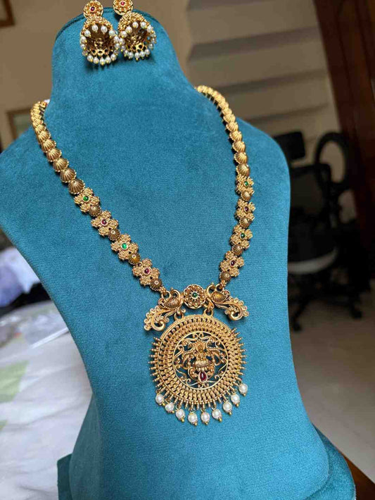 H0070  Long Lakshmi haram with earrings
