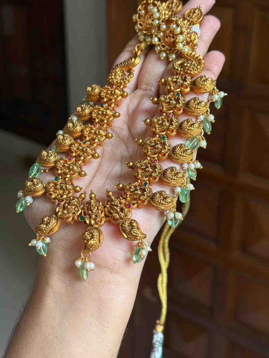Matte finish Lakshmi Necklace with earrings N0257-D36