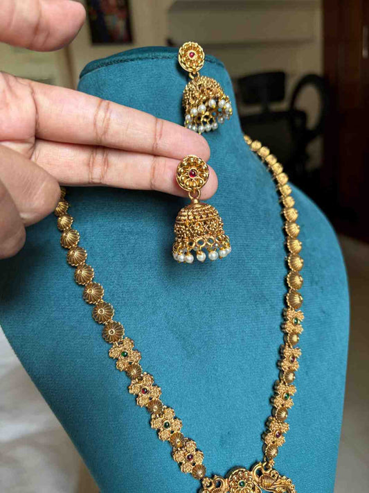 H0070  Long Lakshmi haram with earrings