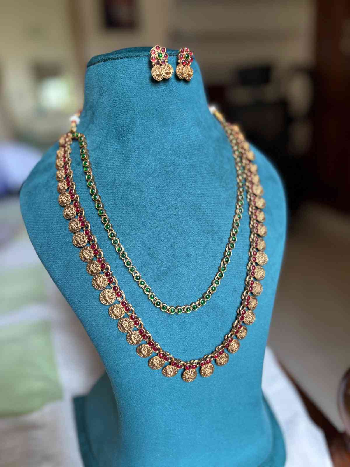 Premium Look Long Lakshmi haram with earrings H0071-D31