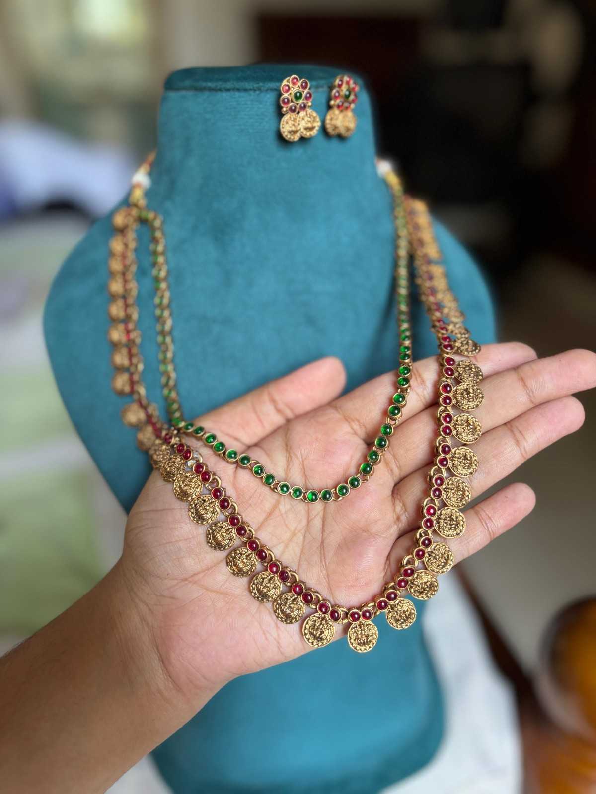 Premium Look Long Lakshmi haram with earrings H0071-D31