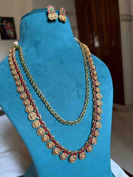Premium Look Long Lakshmi haram with earrings H0071-D31
