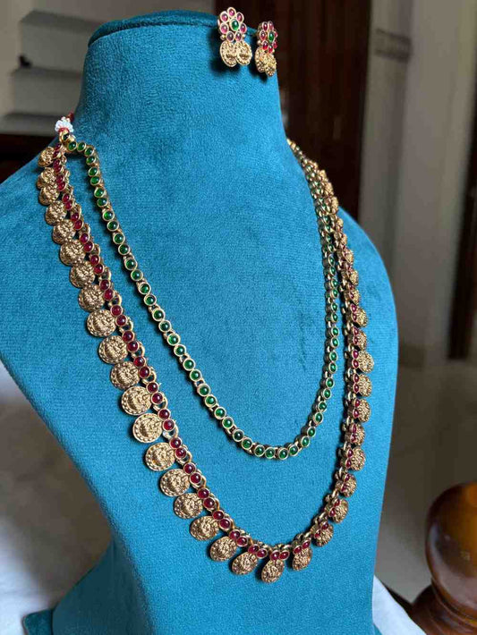 Premium Look Long Lakshmi haram with earrings H0071-D31