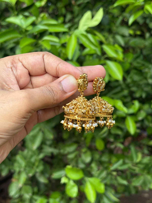 Temple collection Bridal 3D Jhumka Medium Size J0108