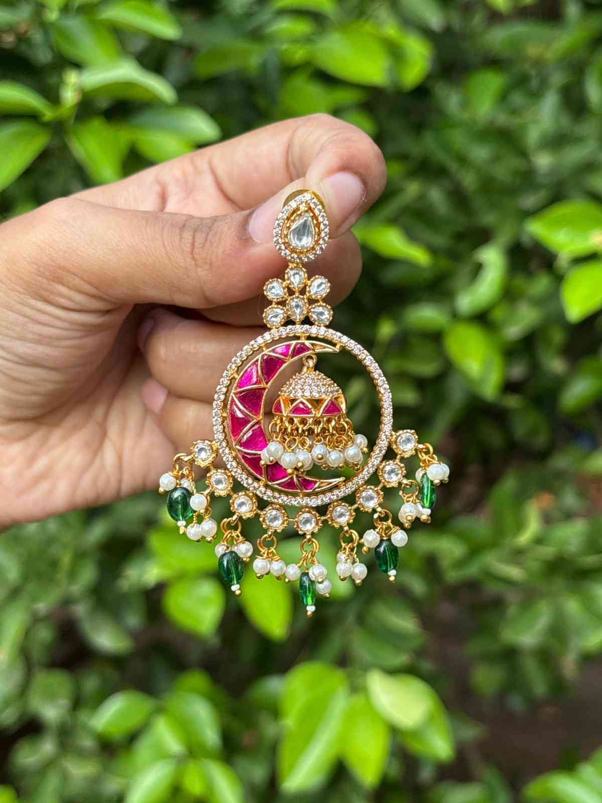 Pure Jadau Kundan Stones Chanbali type earrings J0109