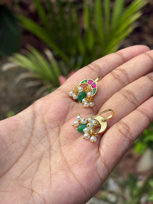J0112 Jadau Kundan Moon Pattern Bugadi Slight  press to adjust to the ears