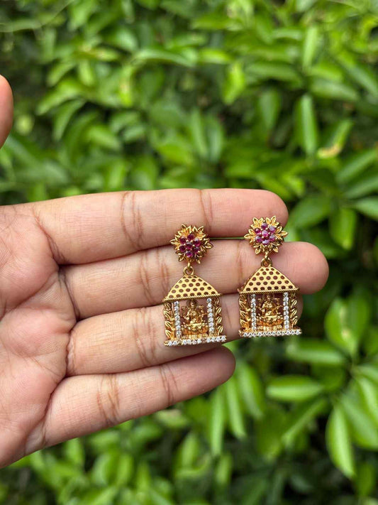J0076 Lakshmi & Floral Pattern earrings