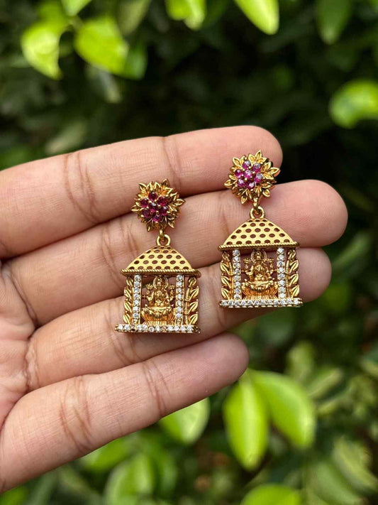 J0076 Lakshmi & Floral Pattern earrings