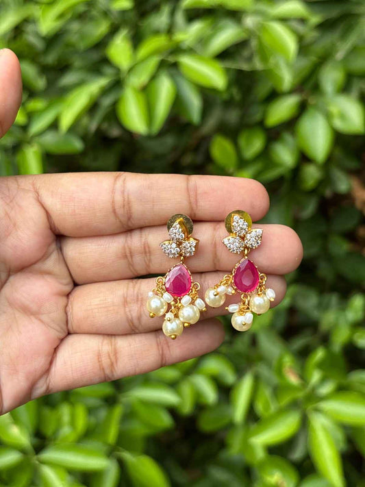Floral Pattern Ruby Stone earring J0116