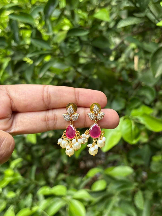 Floral Pattern Ruby Stone earring J0116