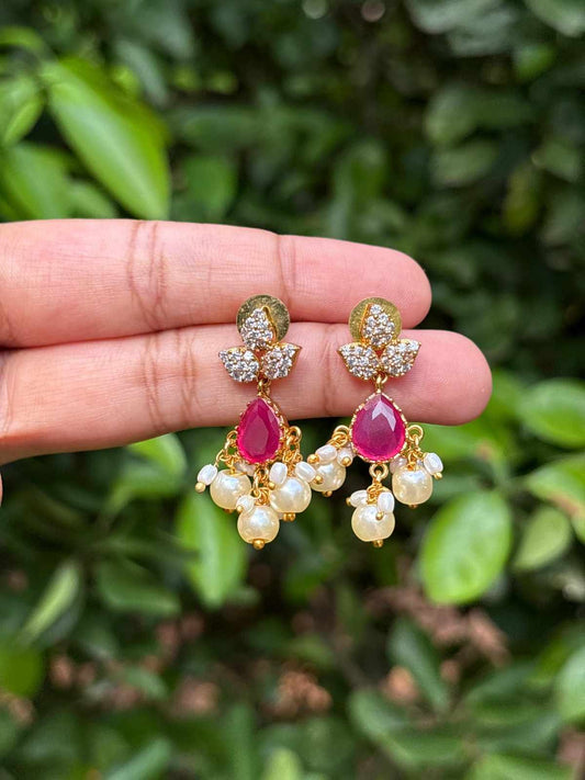 Floral Pattern Ruby Stone earring J0116