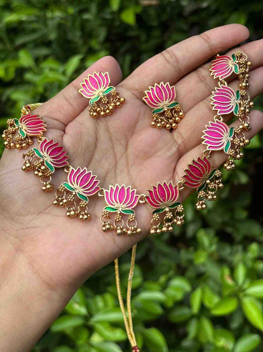 Lotus Enamel Necklace N0087