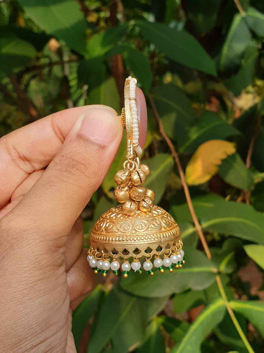 Pastel Pink Kashmiri Jhumka designed with Jadau Kundan And uncut diamonds J0119