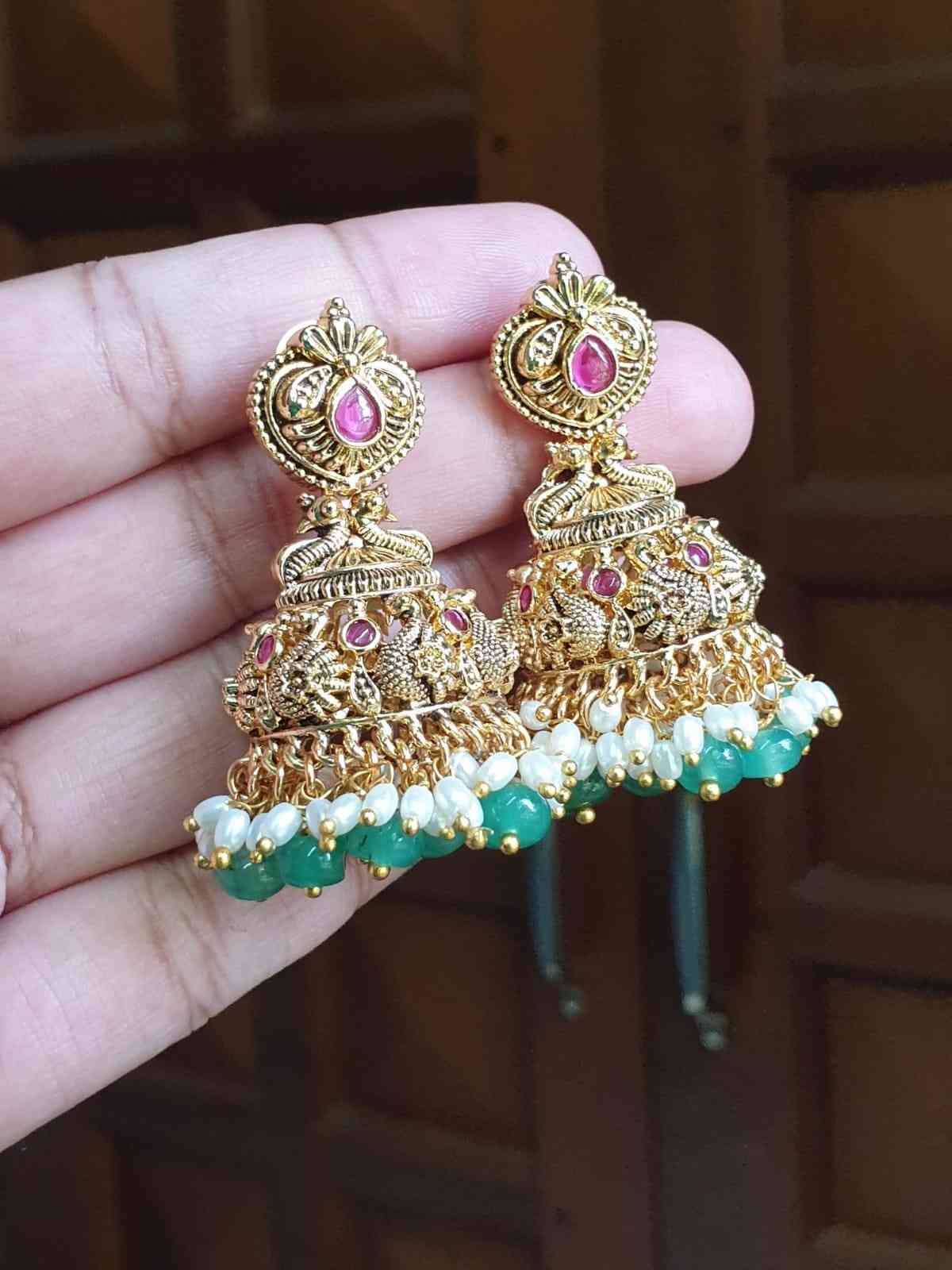 J0055 Bridal jhumka swan design