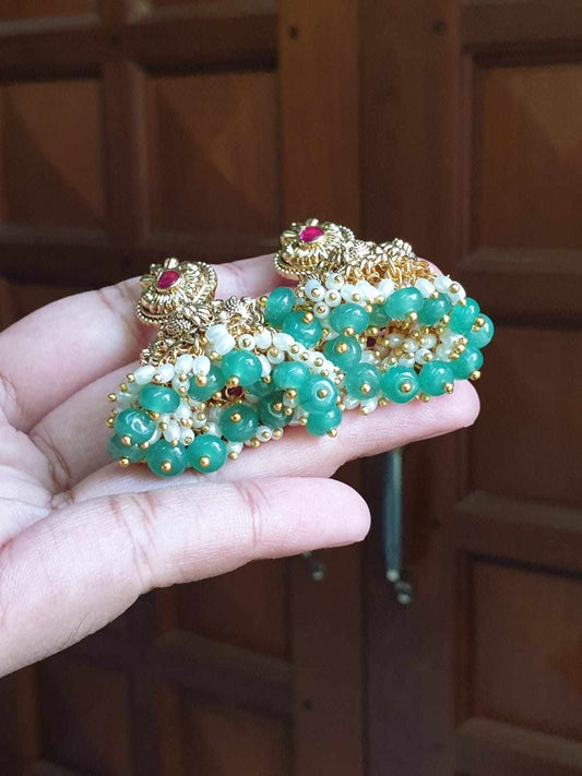 J0055 Bridal jhumka swan design