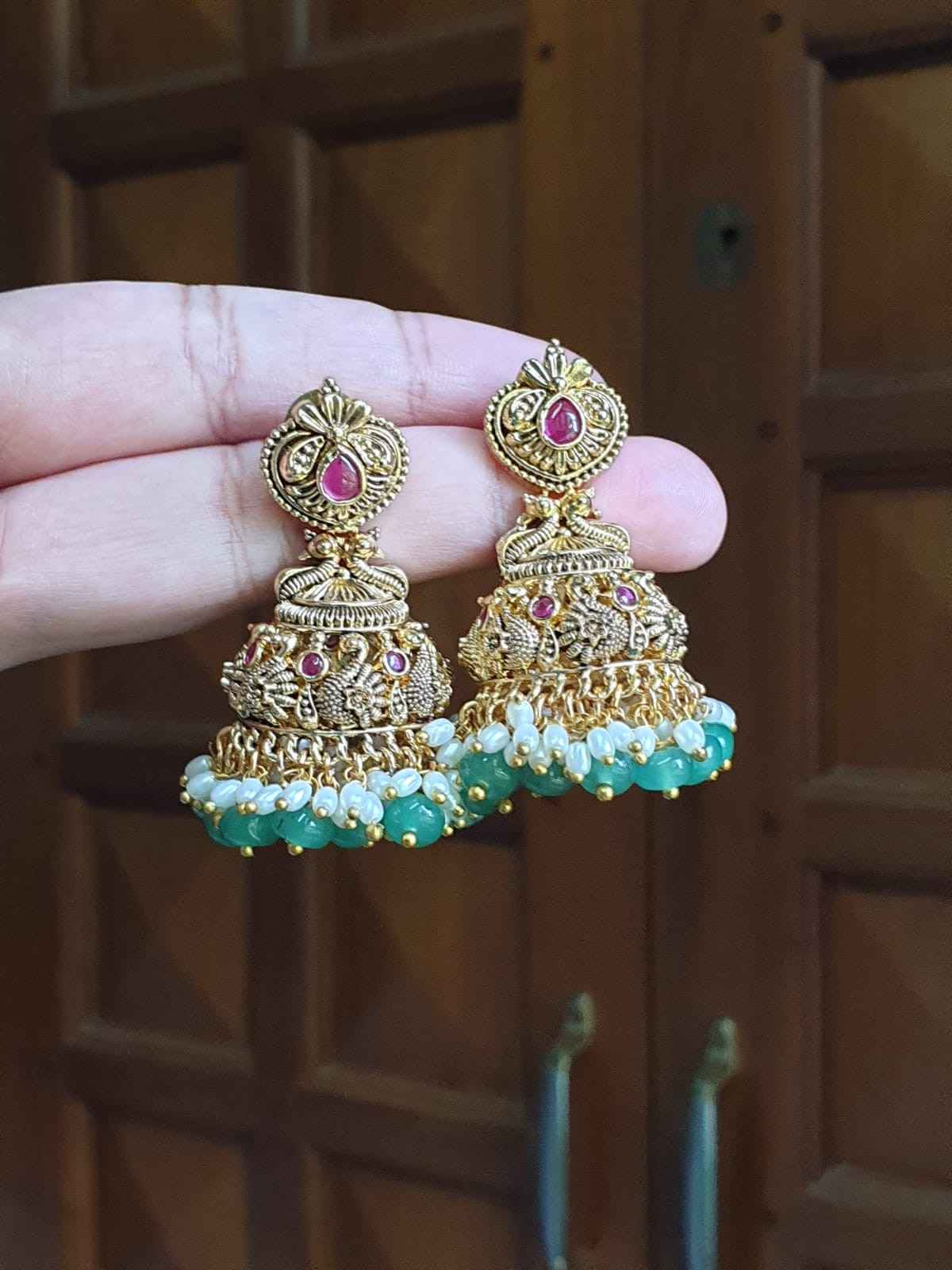 J0055 Bridal jhumka swan design